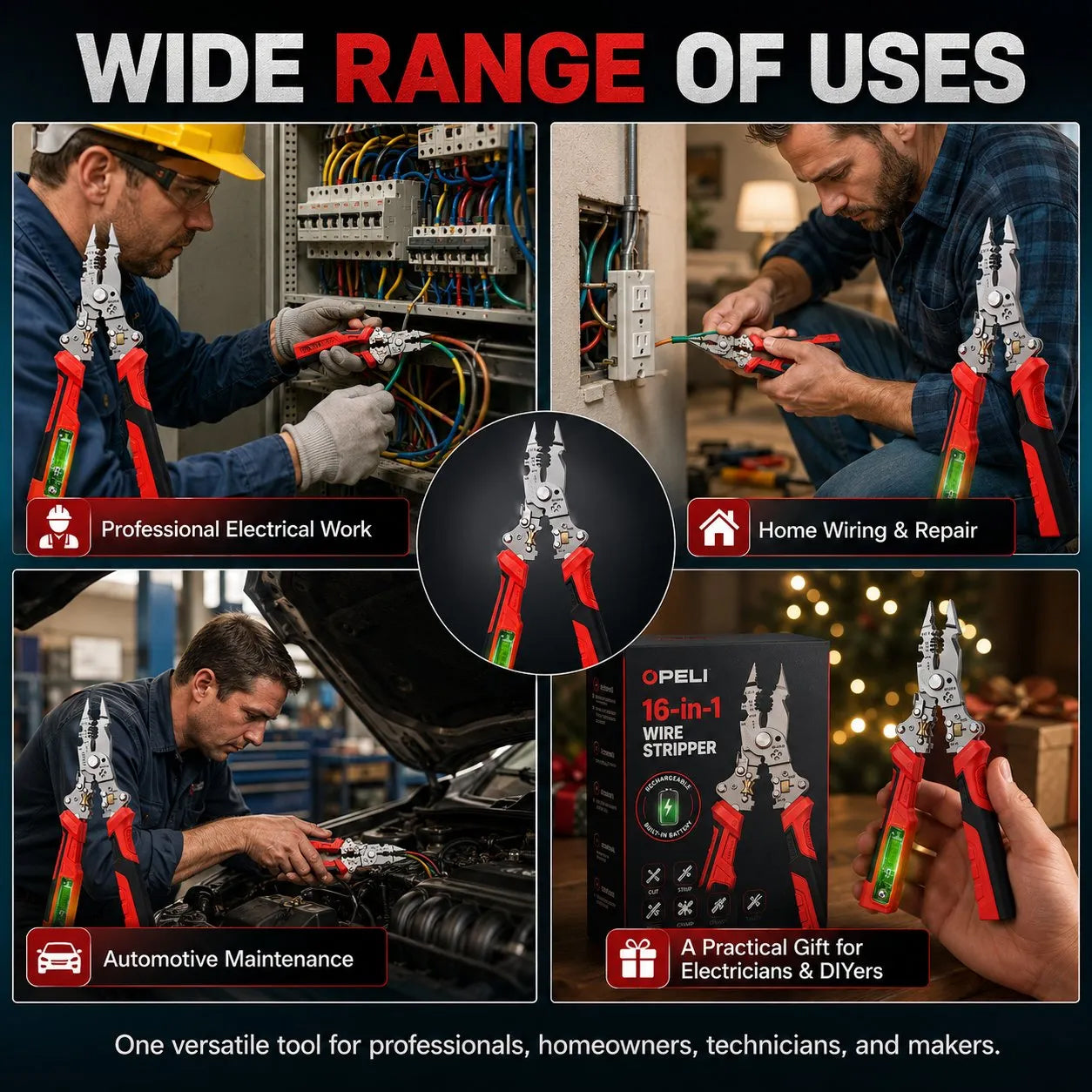 โก๐ ๏ธ16-in-1 Multifunctional Electrical Pliers with Voltage Tester, Heavy Duty Wire Stripper for Electricians & DIY Projects