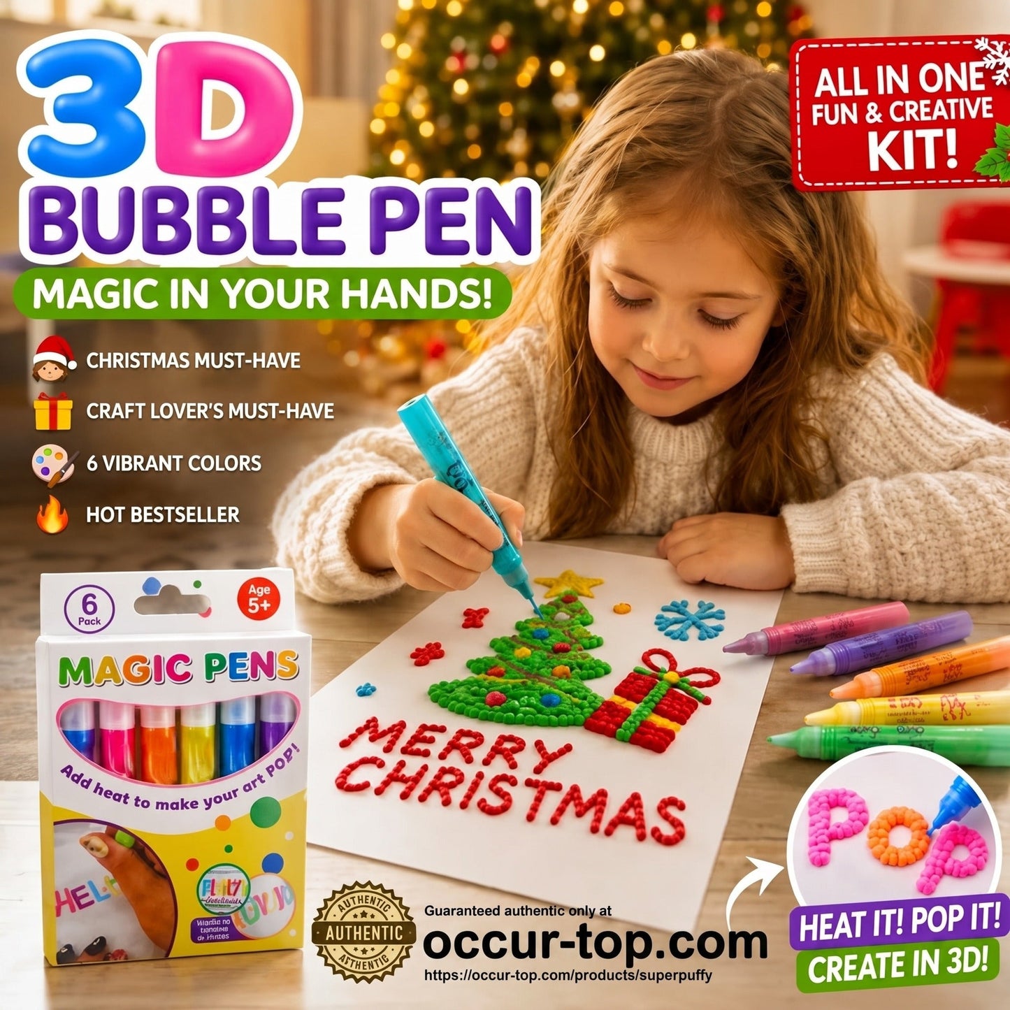 💥LAST DAY BUY 1 GET 1 FREE!!🎁🔮Magic Pen – Draw 3D with one stroke!🎄DIY Bubble Magic Drawing Pens