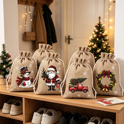 🎉 2026 Sale — Over 23,000 Sold!🎄 Christmas Drawstring Gift Bags‐Santa & Reindeer Polyester Pouches 🎁