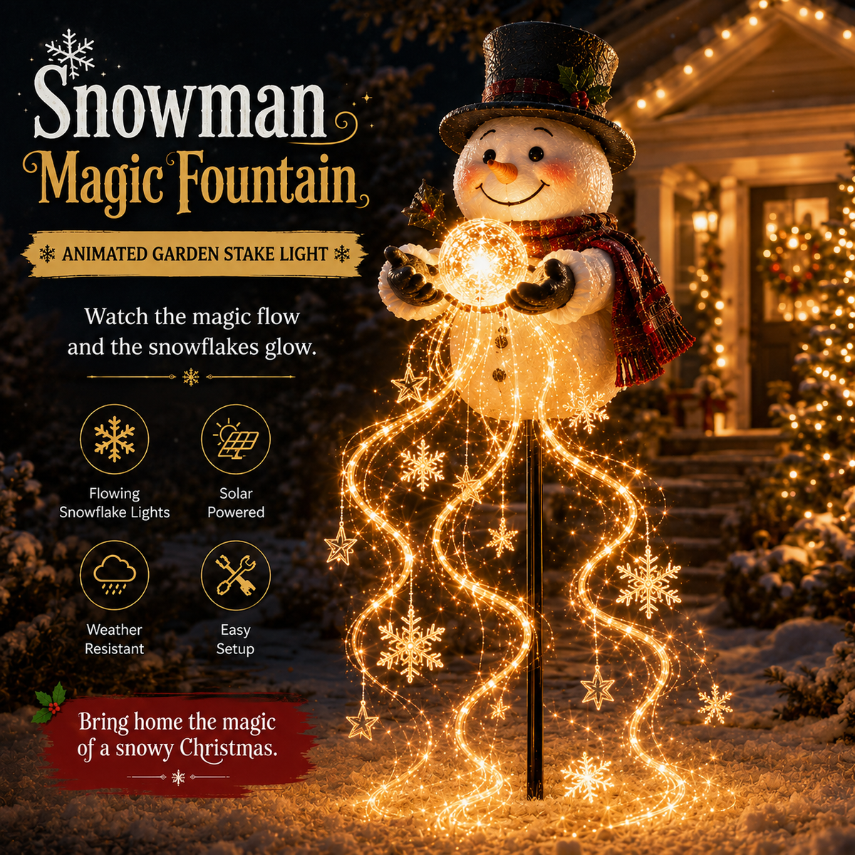 🎄 Snowman Magic FountainTM-Flowing Snowflake LED Christmas Garden Light❄️