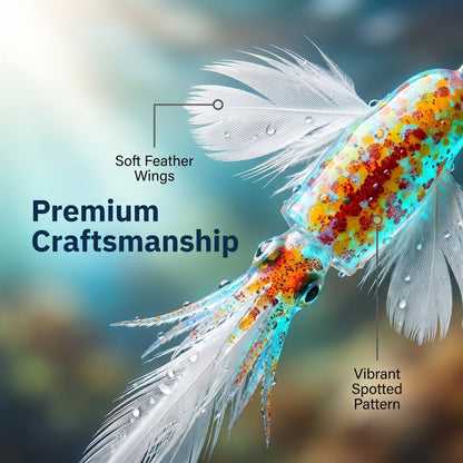 🎣🦑 Luminous Squid Feather Fishing Lure – Glow-in-the-Dark Soft Bait for Night Fishing & Saltwater Angling