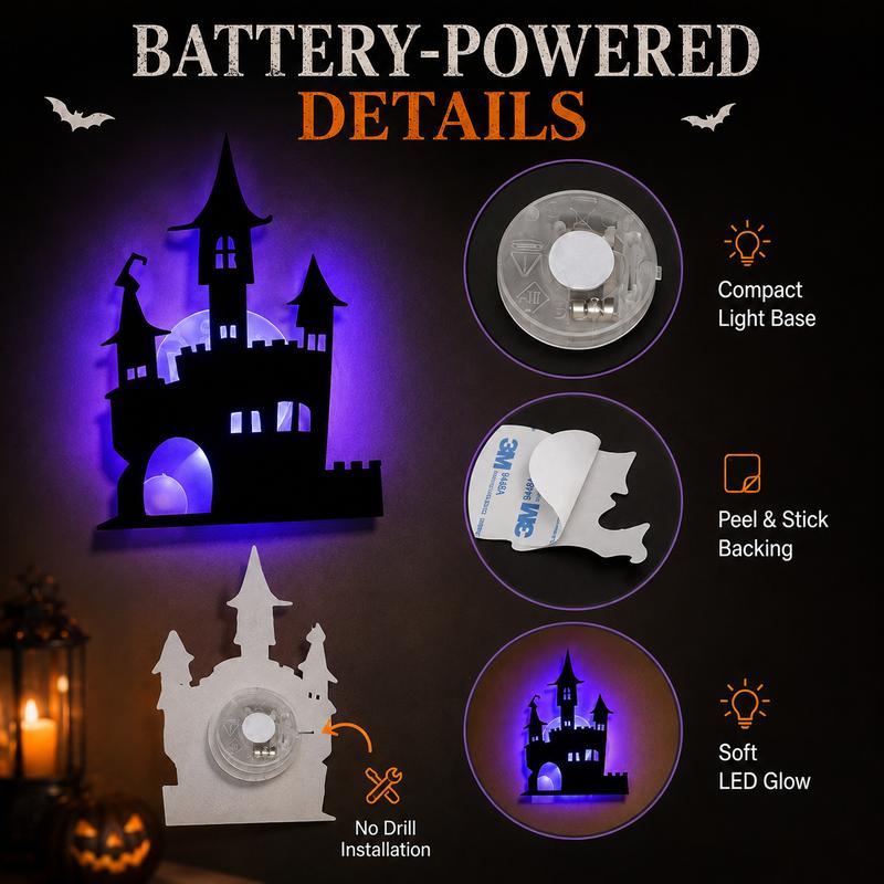 🔥LAST DAY 49% OFF | Renter-Friendly Peel & Stick Halloween LED Window Lights, No Drill No Residue, 8 Spooky Silhouette Designs