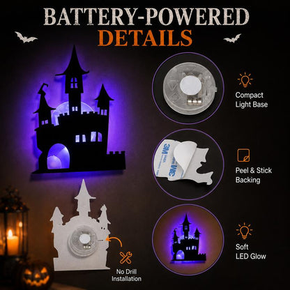 🔥LAST DAY 49% OFF | Renter-Friendly Peel & Stick Halloween LED Window Lights, No Drill No Residue, 8 Spooky Silhouette Designs
