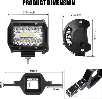 4 Inch 60W LED Pods with Tow Hitch Mounting Bracket