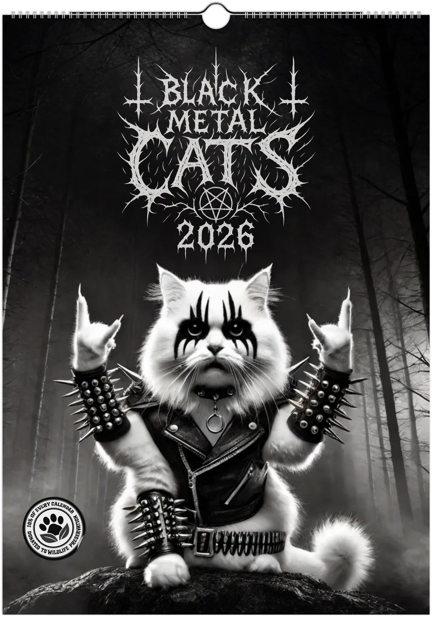 Black Metal Cats 2026-Wall Calendar 2026