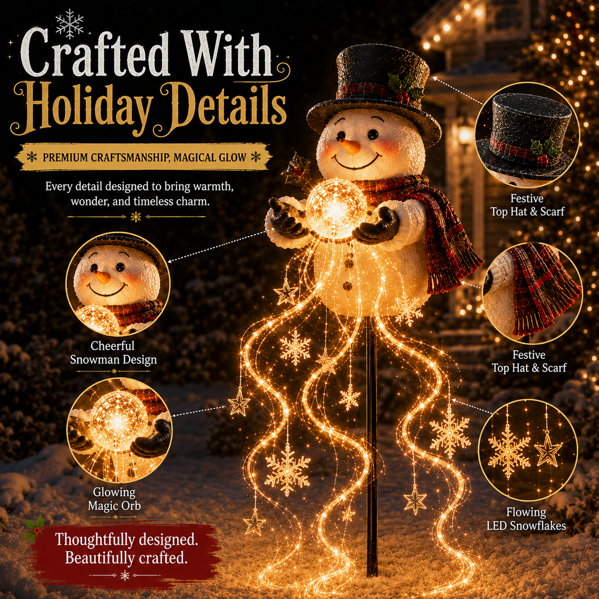 🎄 Snowman Magic FountainTM-Flowing Snowflake LED Christmas Garden Light❄️