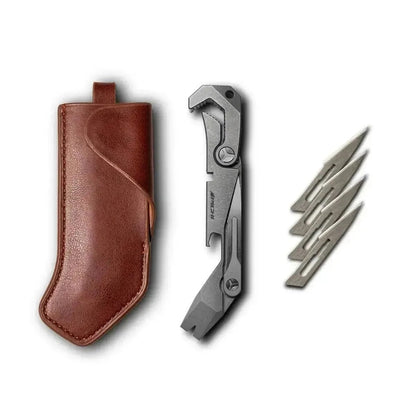 🛠️PICHI X2S Titanium Multitool | Includes Cow Leather Holster with Pocket Clip & 4 No.11 High-Carbon Tactical Steel Blades