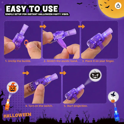Halloween LED Projection Finger Lights – Party Favor Set
