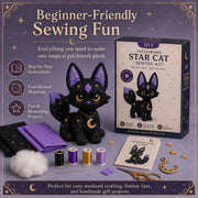 🔥LAST DAY 50% OFF - 🐱Mystic Patchwork Animal Sewing Kit – DIY Plush Craft Kit with Starry Fabric, Moon Charm