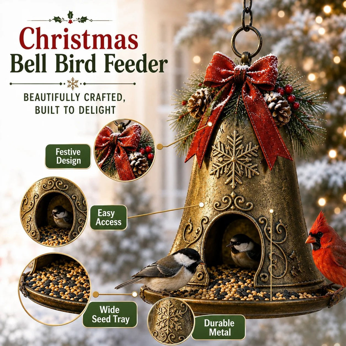 🎄 Christmas Bird Feeder CollectionTM – Festive Hanging Garden Feeders for Wild Birds