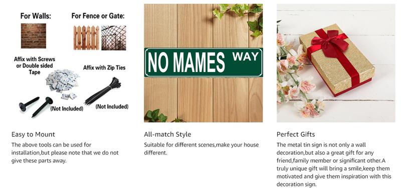 Funny Vintage Sign No Mames Way Aluminum Sign Street Sign modern Metal Sign for Home Bar Coffee Garden Indoor Ourdoor Room Decor wall Gift 4"*16"