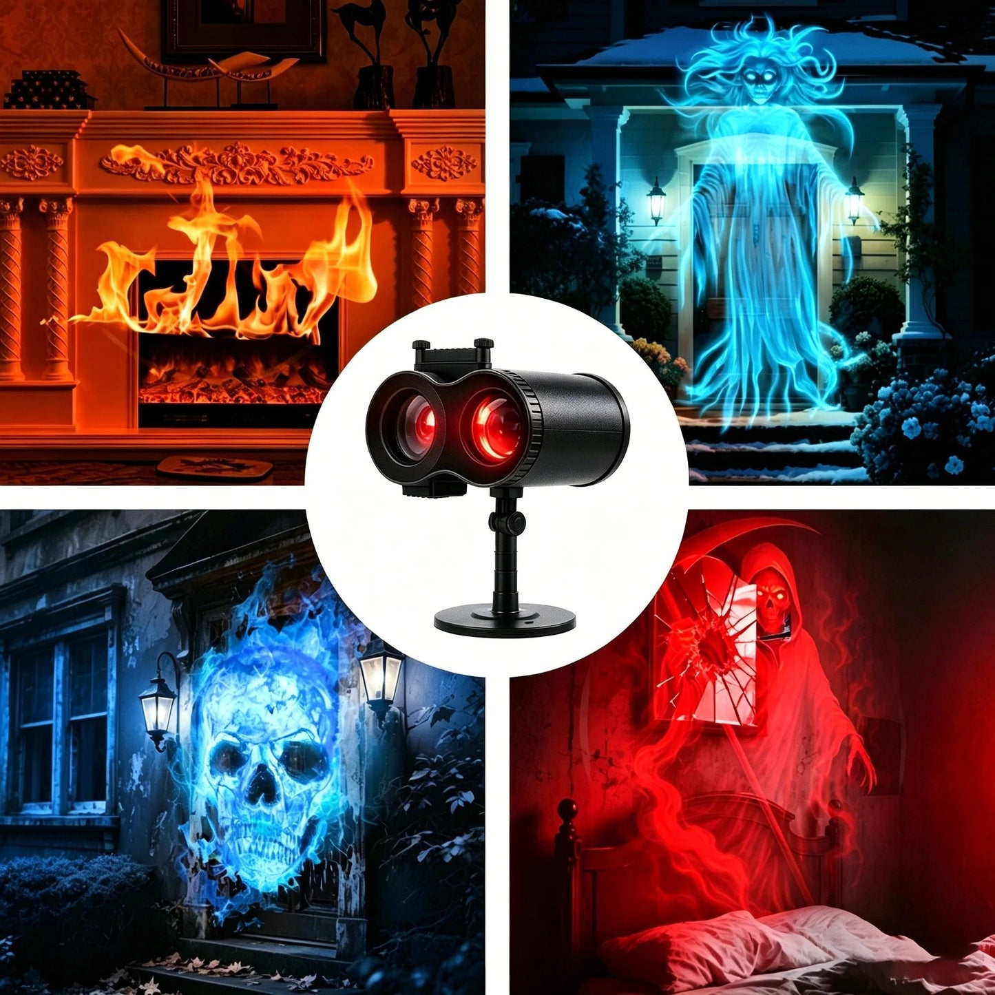 (🎁Last Day 49% OFF)🎃Halloween HD projector - delivers 10 unique eerie patterns & massive 32FT giant display👻