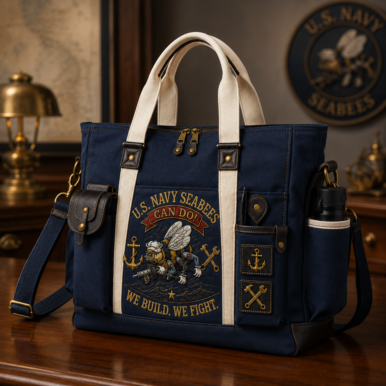 🎖️U.S. Navy Seabees CAN DO Engineering-Duty Multifunctional Outdoor Tote Bag