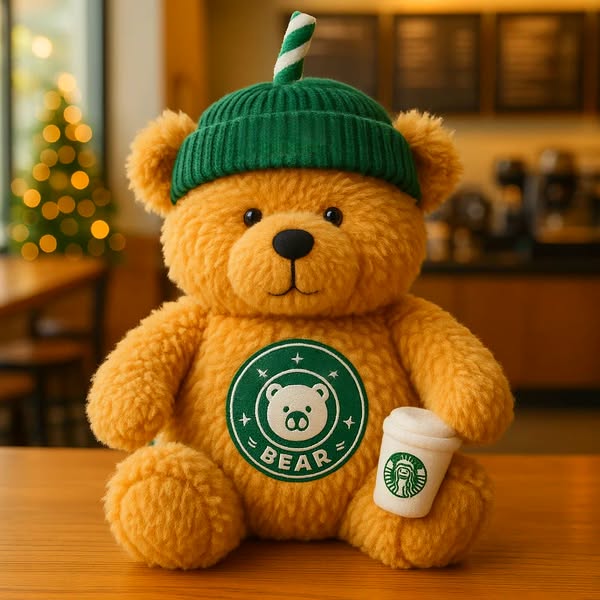 Viral Green Café Bear Plush – Trendy Gift Idea