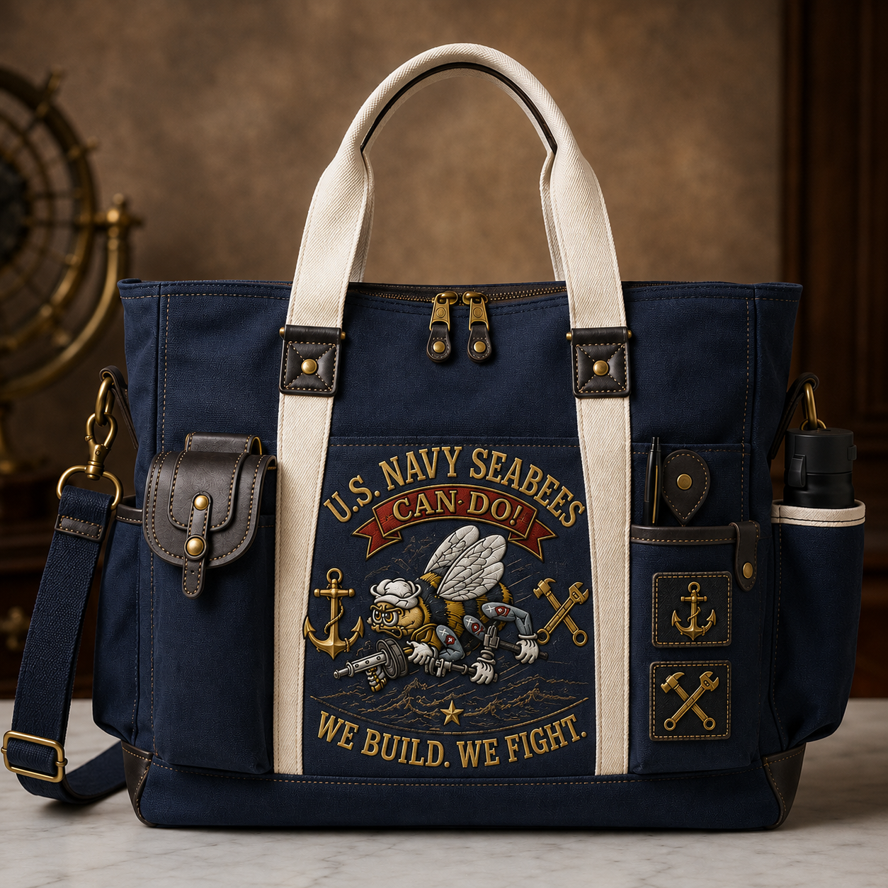 🎖️U.S. Navy Seabees CAN DO Engineering-Duty Multifunctional Outdoor Tote Bag