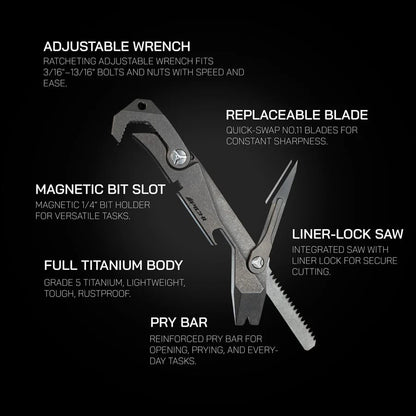 🛠️PICHI X2S Titanium Multitool | Includes Cow Leather Holster with Pocket Clip & 4 No.11 High-Carbon Tactical Steel Blades
