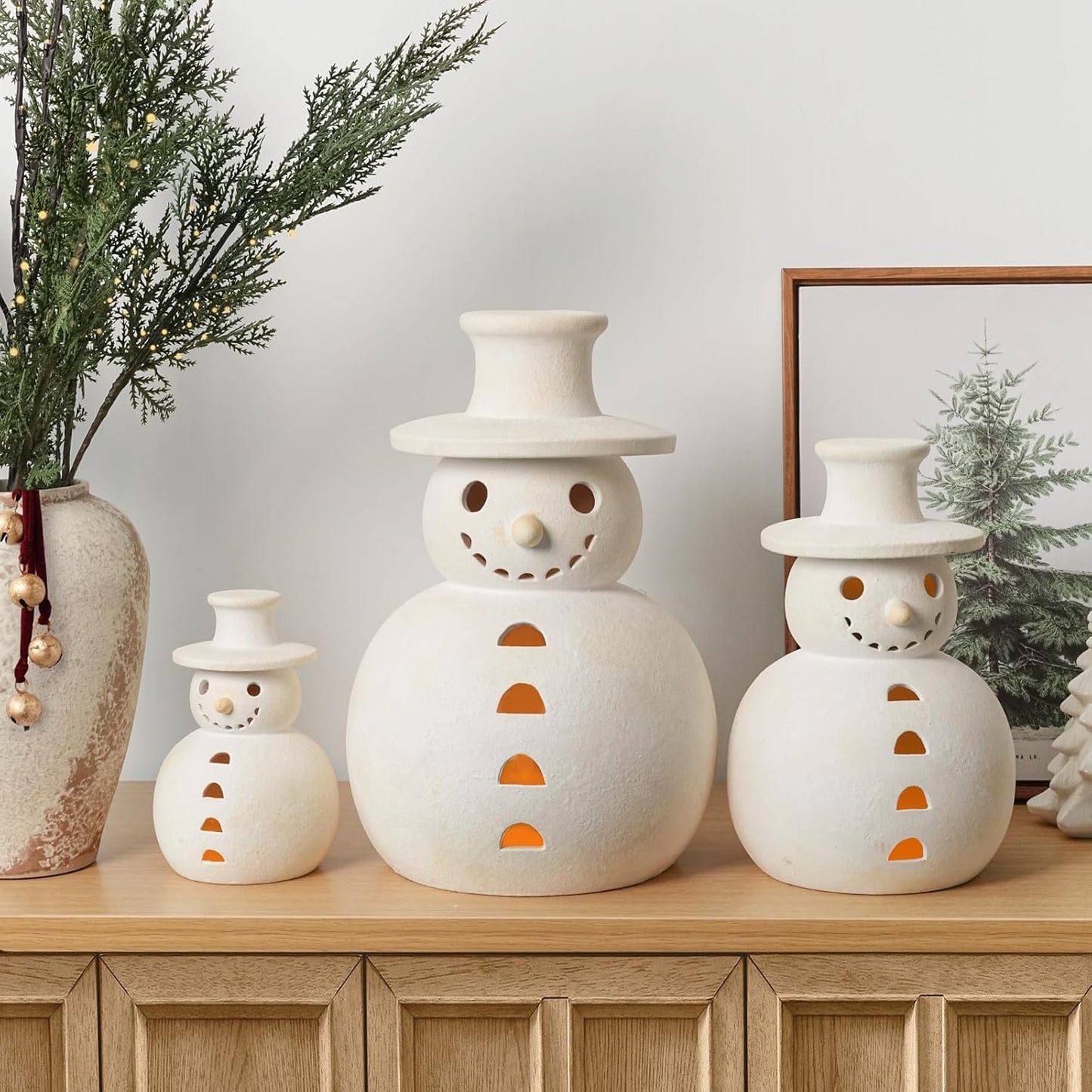 🎅Limited Edition, Only 100 Sets Left!Christmas Bestsellers ⛄-Handmade Terracotta Snowman Figurines (Free Shipping!)