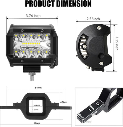 4 Inch 60W LED Pods with Tow Hitch Mounting Bracket