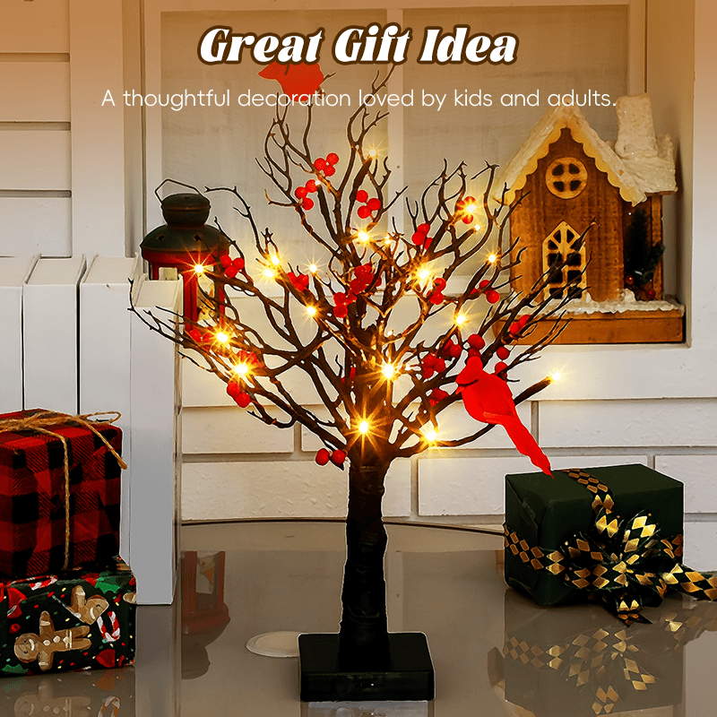 Limited-time Black Friday sale 49% OFF🔥Vintage Glowing Tree With Electric Cardinal & Berries
