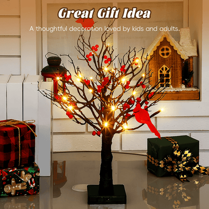 Limited-time Black Friday sale 49% OFF🔥Vintage Glowing Tree With Electric Cardinal & Berries