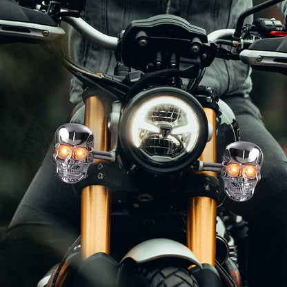 🏍️2025 Halloween Pre-Sale💥Skull Head LED Amber Turn Signal Indicator Light