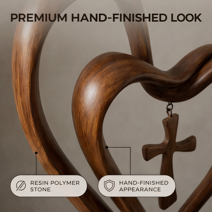 🌸Valentine's Day Hot Sale💖Marriage Takes Three – Entwined Heart & Cross Christian Wedding Sculpture