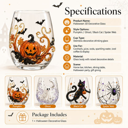 🔥LAST DAY 50% OFF - 🎃 3D Halloween Artisan Glass Cups, Festive Parties & Cozy Fall Home Bar Vibes
