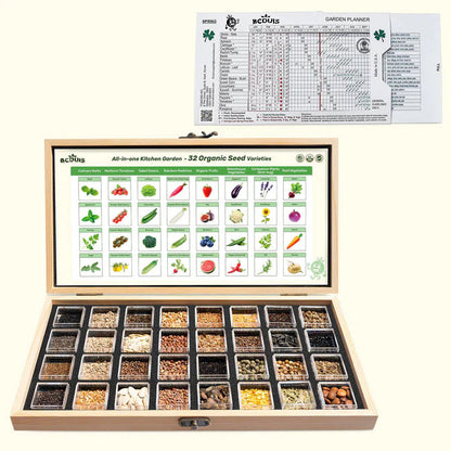 All-in-One Kitchen Garden Seed Bank - 32 Organic Seed Varieties