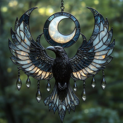 Crescent Moon Raven Suncatcher