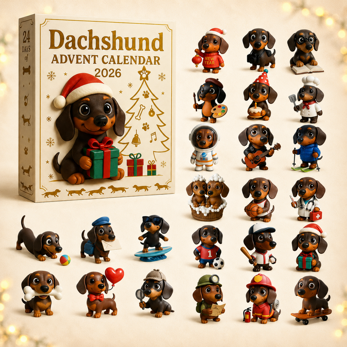 🎁Limited Time Sale 50% OFF🎄🐾 Dachshund Advent Calendar – A Festive Blind Box Surprise