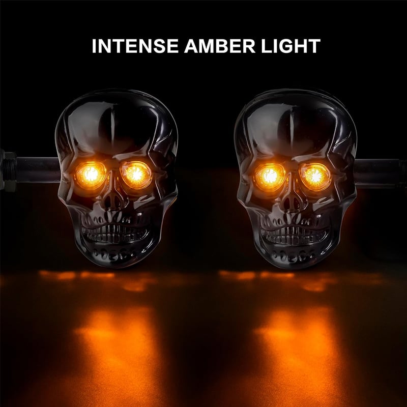🏍️2025 Halloween Pre-Sale💥Skull Head LED Amber Turn Signal Indicator Light