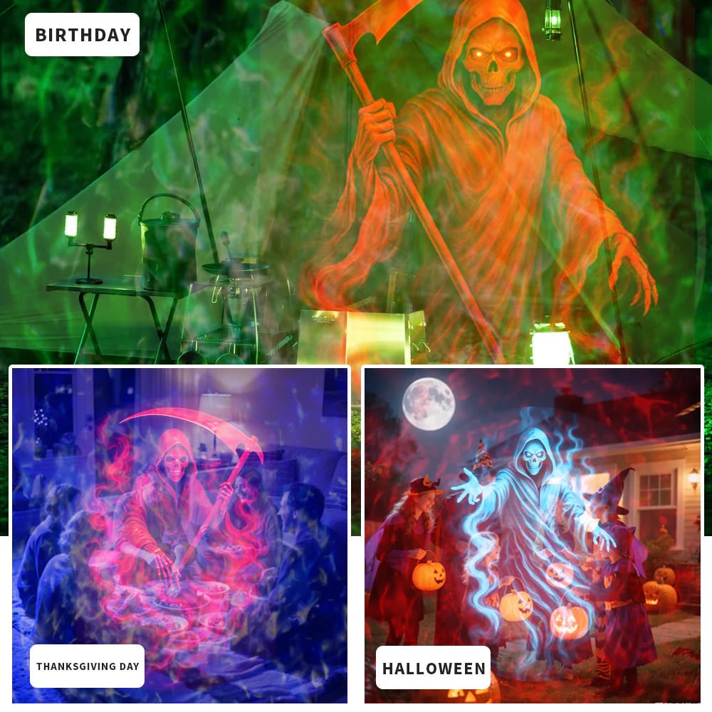 (🎁Last Day 49% OFF)🎃Halloween HD projector - delivers 10 unique eerie patterns & massive 32FT giant display👻