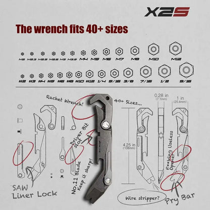 🛠️PICHI X2S Titanium Multitool | Includes Cow Leather Holster with Pocket Clip & 4 No.11 High-Carbon Tactical Steel Blades