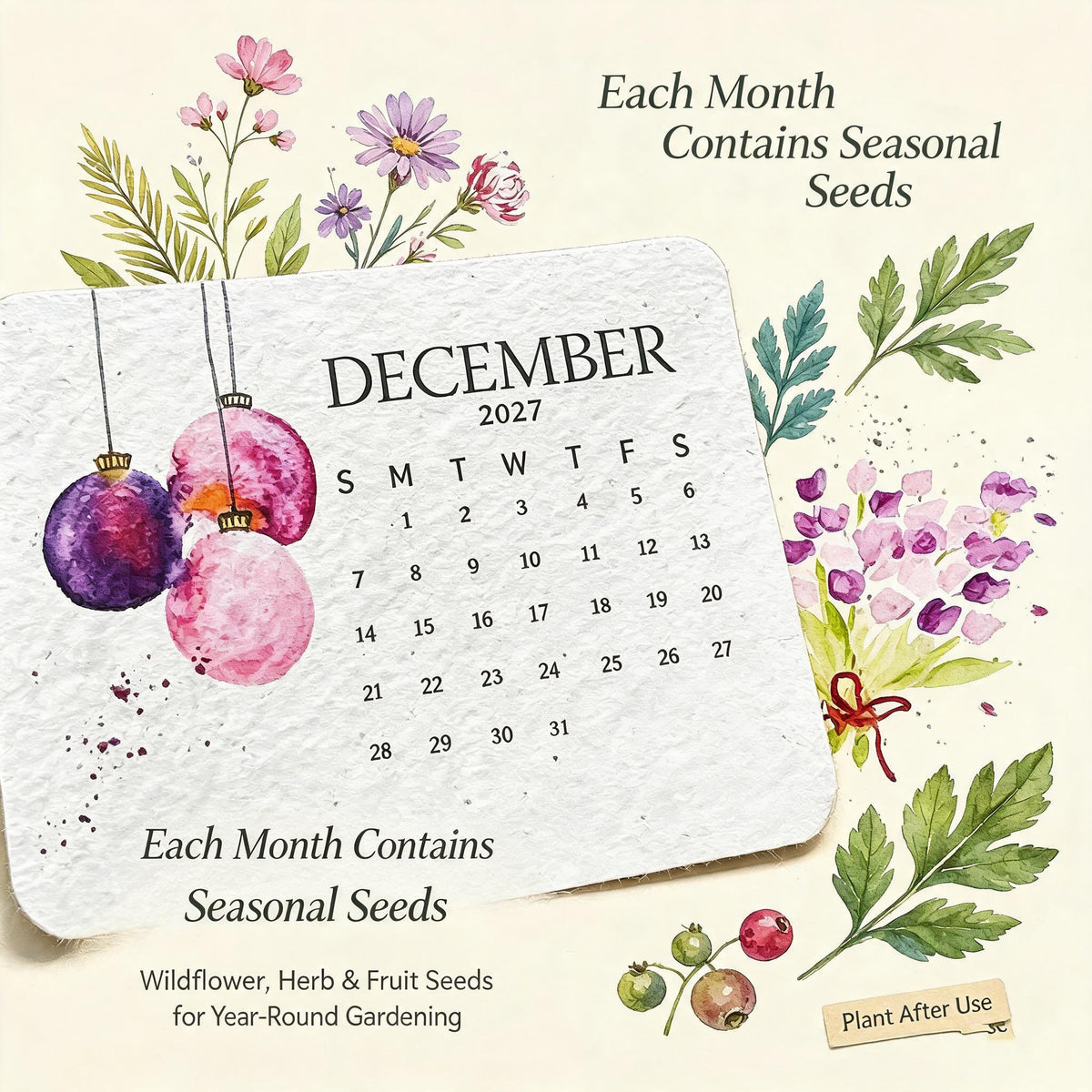 🌱Eco-Friendly Plantable "Timeless" Seed Calendar 2027 ✨ Plan•Plant•Grow•Enjoy