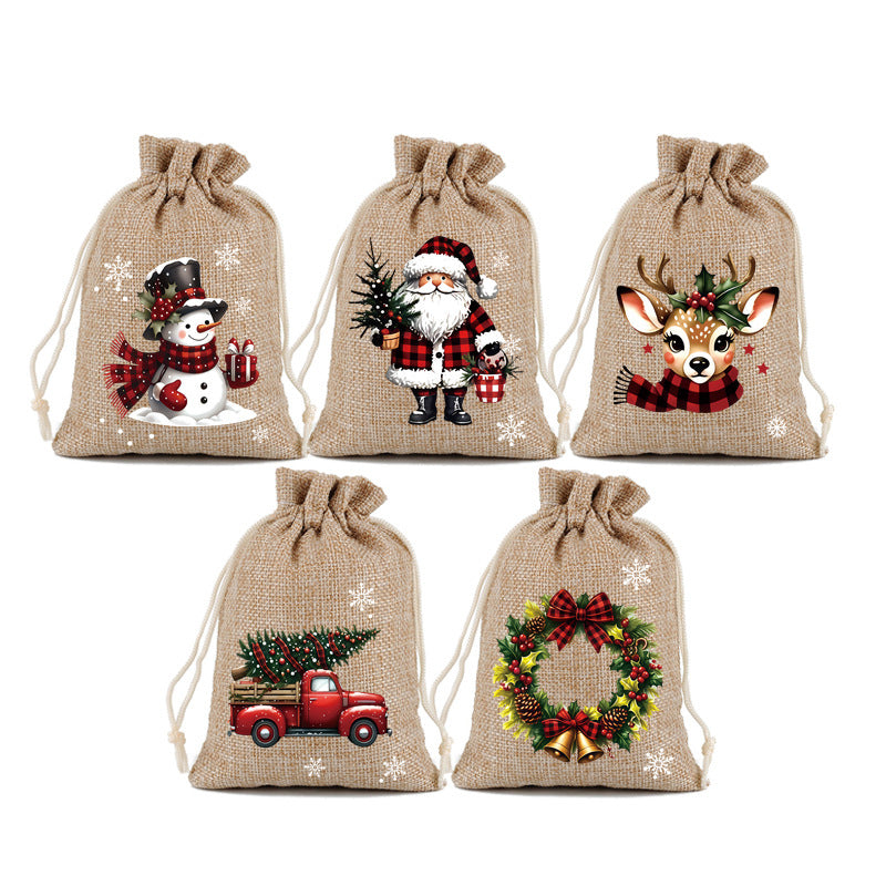 🎉 2026 Sale — Over 23,000 Sold!🎄 Christmas Drawstring Gift Bags‐Santa & Reindeer Polyester Pouches 🎁