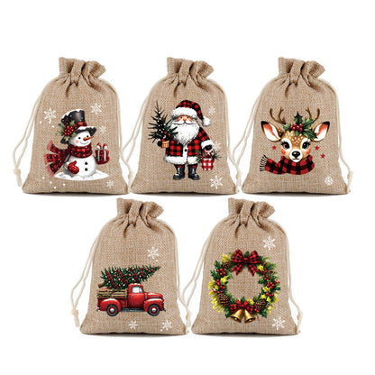 🎉 2026 Sale — Over 23,000 Sold!🎄 Christmas Drawstring Gift Bags‐Santa & Reindeer Polyester Pouches 🎁