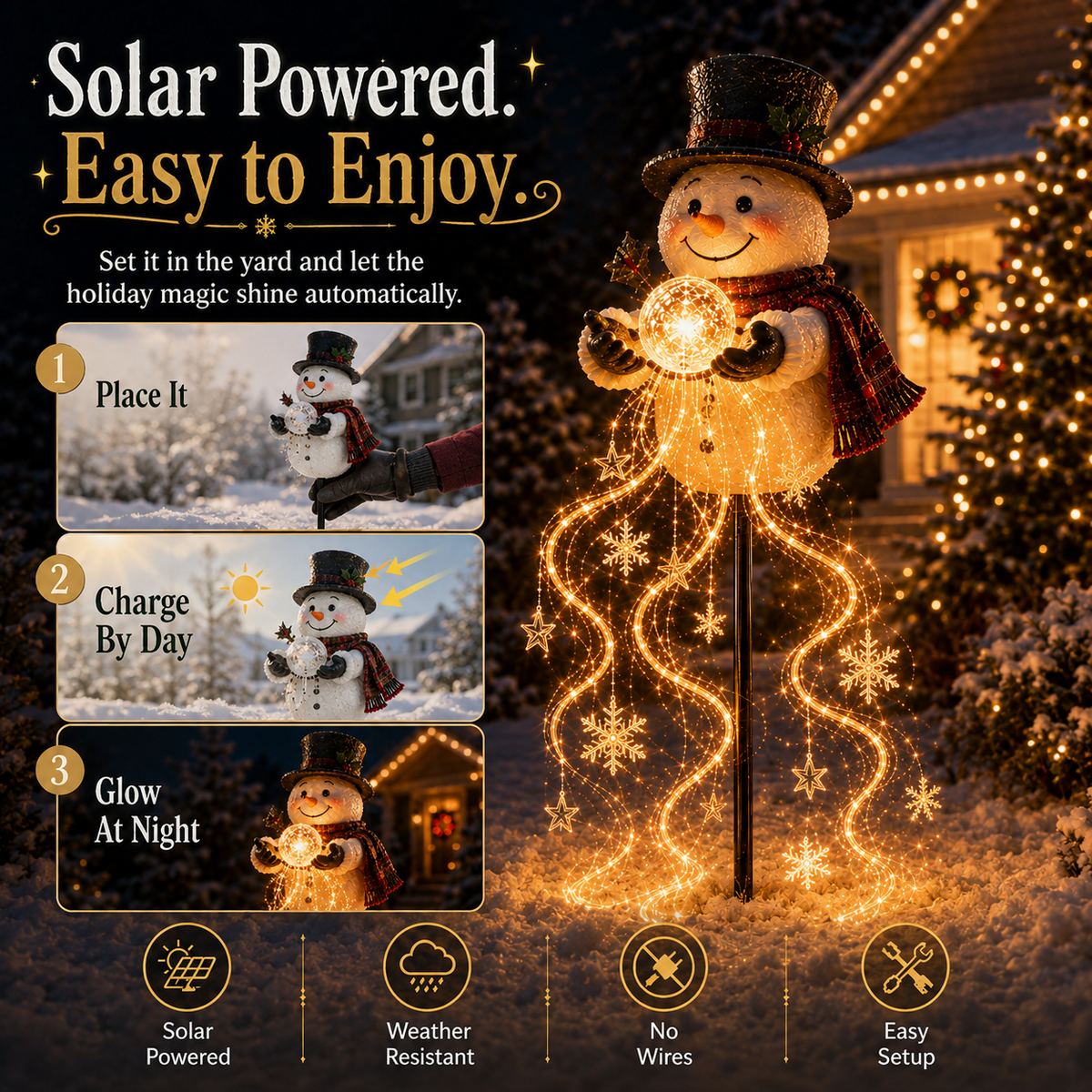 🎄 Snowman Magic FountainTM-Flowing Snowflake LED Christmas Garden Light❄️