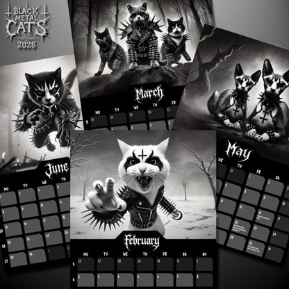 Black Metal Cats 2026-Wall Calendar 2026