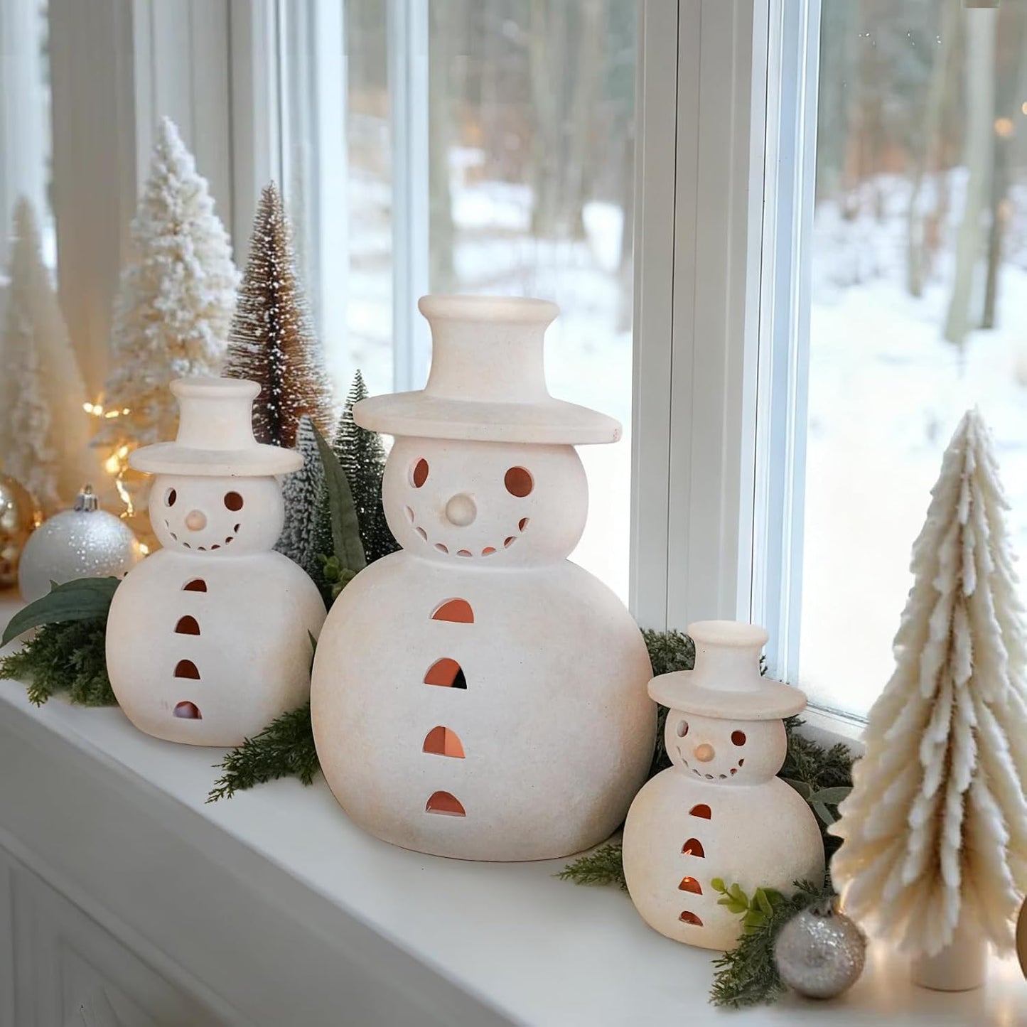 🎅Limited Edition, Only 100 Sets Left!Christmas Bestsellers ⛄-Handmade Terracotta Snowman Figurines (Free Shipping!)