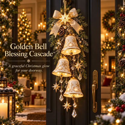 ✨✨ Golden Bell Blessing CascadeTM – Lighted Christmas Door Decor