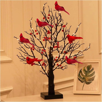 Limited-time Black Friday sale 49% OFF🔥Vintage Glowing Tree With Electric Cardinal & Berries