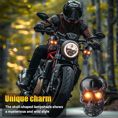 🏍️2025 Halloween Pre-Sale💥Skull Head LED Amber Turn Signal Indicator Light