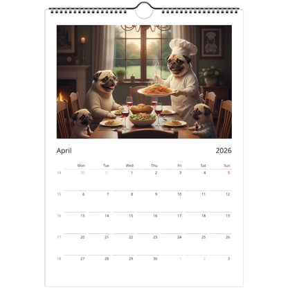 Pug Calendar 2026 - Daily Activities