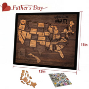 🔥Last Day 49% OFF -🇺🇸 Wooden USA Travel Map Puzzle🧩A Stylish Way to Track Your Journey