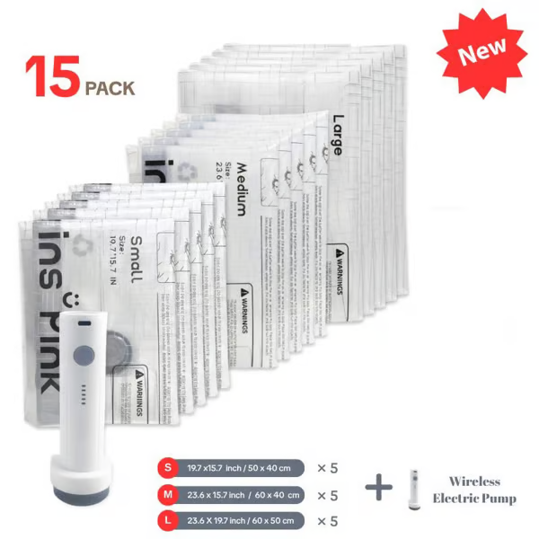 Travel Vacuum Compression Storage Bags with USB