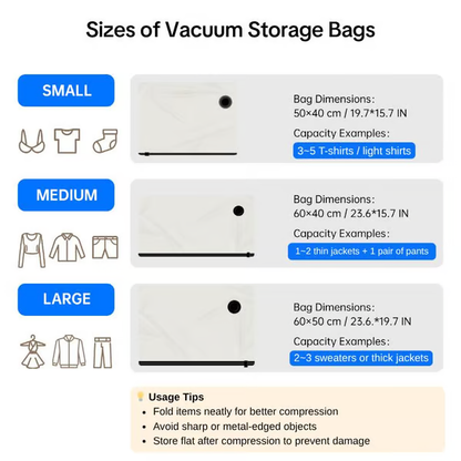 Travel Vacuum Compression Storage Bags with USB