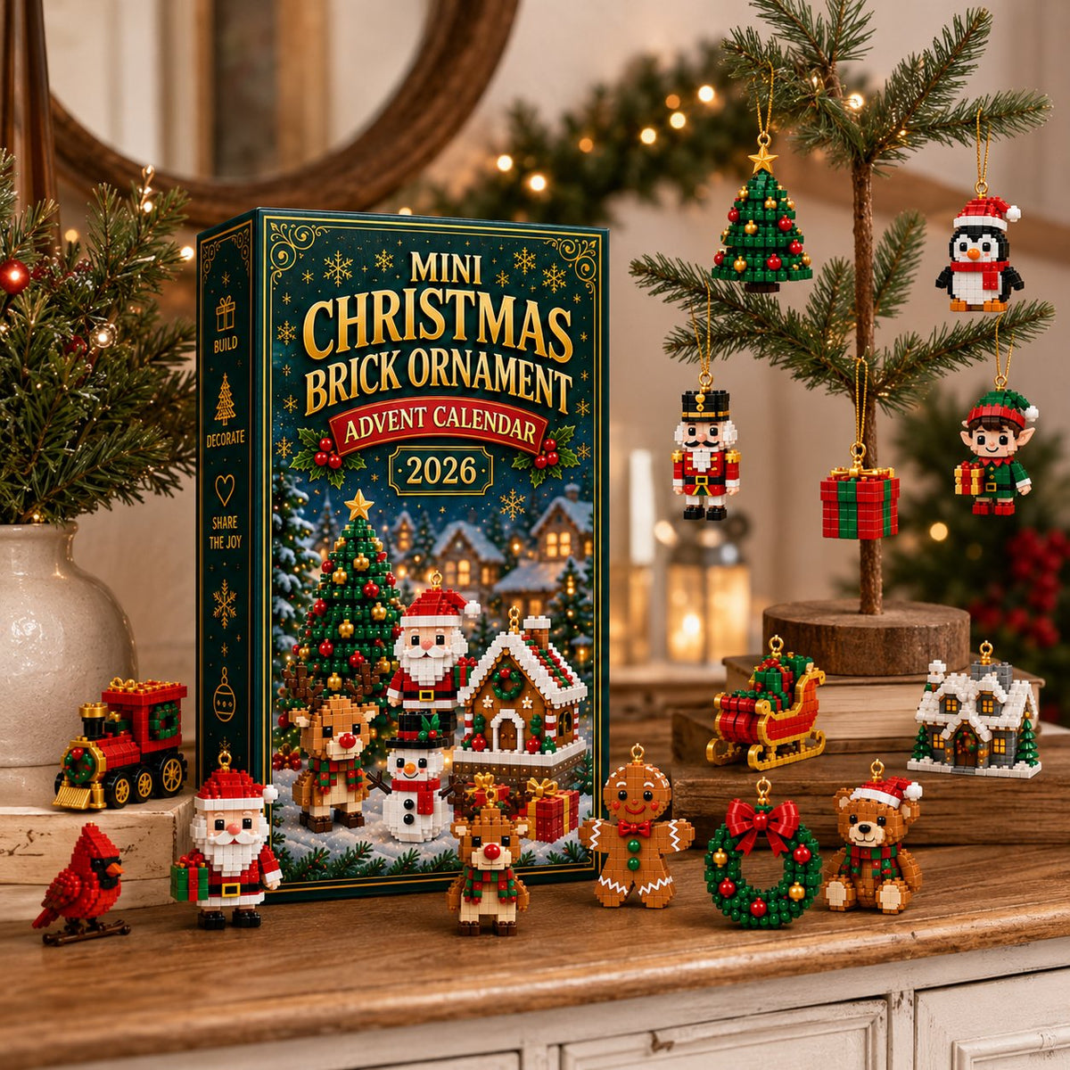 🎄 24-Day Mini Christmas Ornament Advent Calendar | perfect for decorating Christmas trees, wreaths, and holiday displays 🧱